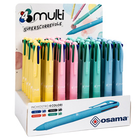 Penna a sfera scatto 4 color - colori pastello assortiti - osama - expo 48 pezzi