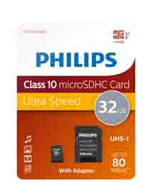 Philips micro sdhc card 32gb class 10 incl. Adapter