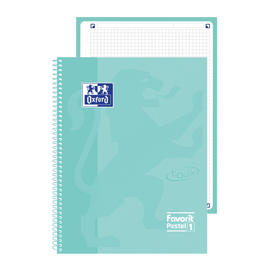 Quaderno spiralato pastel 1 f.to a4+ 90gr celeste oxford