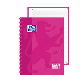 Quaderno spiralato neon 1 f.to a4+ 90gr fucsia neon oxford