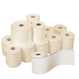 Rotolo per pos e carte di credito - 57 mm x 20 m - diametro esterno 64 mm - anima 12 mm - carta chimica a 2 copie - sabacart - blister 10 pezzi