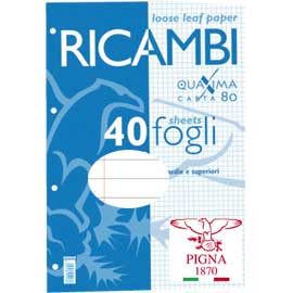 Ricambi forati a4 1rigo c/marg. Quaxima 40fg 80gr pigna