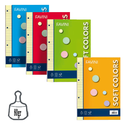 Ricambi forati a4 80gr 100fg 1rigo soft colors 5 colori favini
