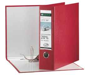 Registratore leitz 180° g65 rosso dorso 8cm f.to protocollo leitz