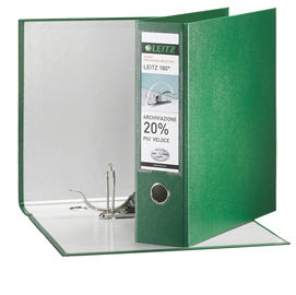 Registratore leitz 180° g65 verde dorso 8cm f.to protocollo leitz