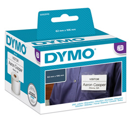 Rotolo etichette non adesive con foro per badge 62x106mm x dymo lw