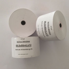 Rotolo carta termica t7051 70gr neutra 59,5mmx85mt ø90mm x distrib.self service