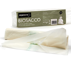 Rotolo da 15 biosacchi immondizia 42x42cm-10lt 19µ perfetto
