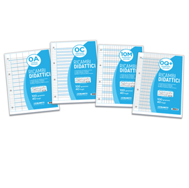 Ricambi didattici forati - a4 - 40 fogli carta 100 gr - 1 rigo c/margine - blasetti