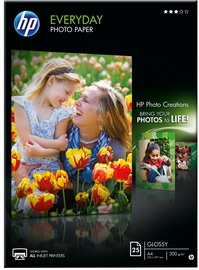 Risma 25 fg carta fotogr. Hp everyday photo paper semi lucida a4 200gr