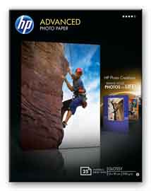 Risma 25 fg carta fotografica hp advanced lucida 250gr 13x18cm senza bordi