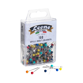 Spillo con testa di plastica colorata - inox - leone - conf. 100 pezzi