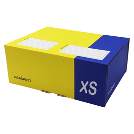 Scatola automontante per ecommerce pickpost - xs - 34 x 24 x 6 cm - giallo/blu - blasetti