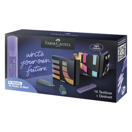 Set da scrivania evidenziatori textliner 46 - punta a scalpello - tratto 1,0-3,0-5,0 mm - colori assortiti - faber castell - conf. 16 pezzi