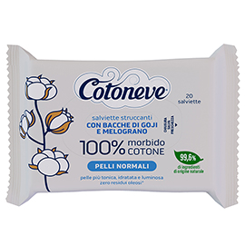 Salvietta struccante - pelli normali - cotone - cotoneve - conf. 20 pezzi