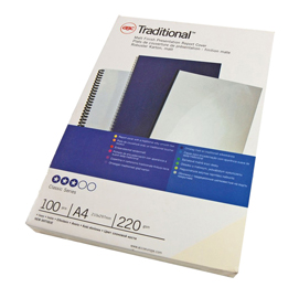 Scatola 100 copertine rilegatura traditional a4 220gr carton.bianco liscio gbc