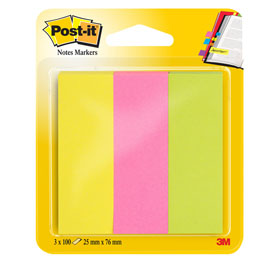 Segnapagina post-it 671-3 (300fg) 3colori index 25x76mm in carta