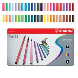 Scatola metallo 10 pennarelli pen 6810 stabilo