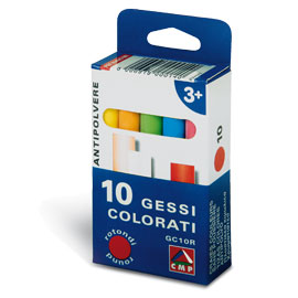 Scatola 10 gessetti tondi colorati primo