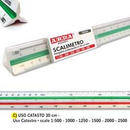 Scalimetro isoteck arda 30cm per catasto (scale 1:500-1000-1250-1500-2000-2500)