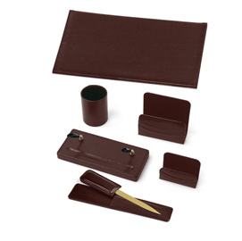 Servizio scrittoio classic marrone in similpelle 6 pezzi