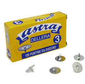 Scatola 100 puntine astra n.3 acciaio lucido