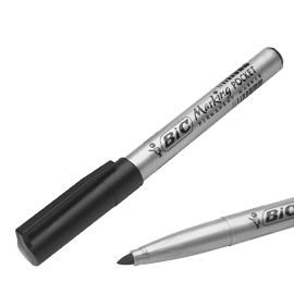 Scatola 12 marcatori pocket 1445 nero p.tonda permanente bic