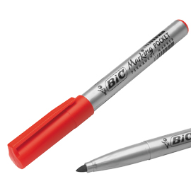 Scatola 12 marcatori pocket 1445 rosso p.tonda permanente bic