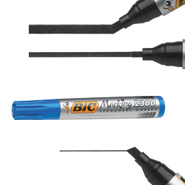 Scatola 12 marcatori 2300 blu p.scalpello permanente bic