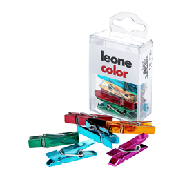 Scatola 10 mini mollette colori metal assort.leone color