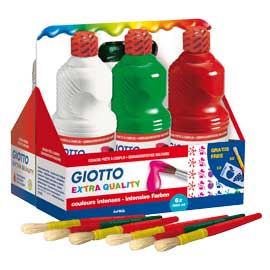 Schoolpack 6 flaconi tempera pronta 1000ml assortita giotto