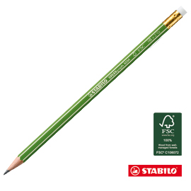 Scatola 12 matite c/gommino grafite hb fsc stabilo green graph