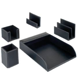 Set scrivania nero ecopelle (5 componenti) vico de sellai