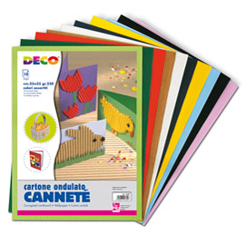 Set 10fg cartoncino ondulato 25x35cm cannete' colori assortiti cwr