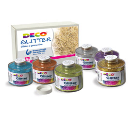 Set 6 barattoli glitter grana fine ml150 colori assortiti art 05404 cwr