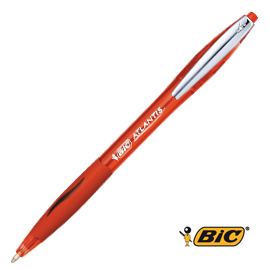 Scatola 12 penne sfera scatto bic®atlantis premium clip metal 1,0mm rosso