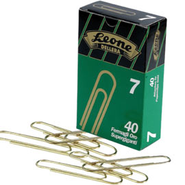 Scatola 40 fermagli n.7 mm75 super giganti ottonati leone