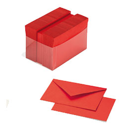 Scatola 100 cartoncini 200gr + 100 buste 90gr rosso formato 9 favini