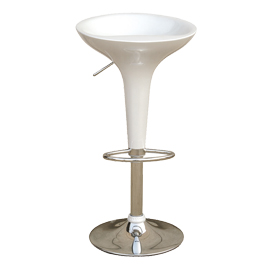 Sgabello bar in abs e acciaio h55/78cm bianco