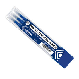Set 3 refill inchiostro gel riscrivi cancellabile 0,7mm blu osama