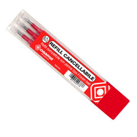 Set 3 refill inchiostro gel riscrivi cancellabile 0,7mm rosso osama