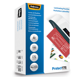 Scatola 100 pouches protect175 175mic a4 fellowes