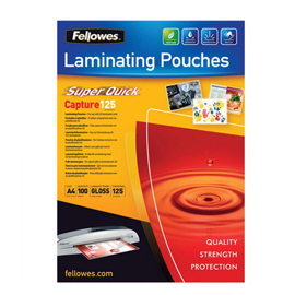 Scatola 100 pouches capture125 superquick 125mic a4 fellowes