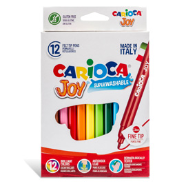 Scatola 12 pennarelli joy lavabili colori assortiti carioca