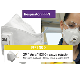 Scatola 20 mascherine aura 9310+ ffp1 senza valvola