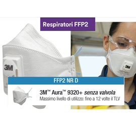 Scatola 20 mascherine aura 9320+ ffp2 senza valvola