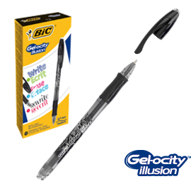 Scatola 12 penna sfera gel cancellabile gelocity illusion 0,7mm nero bic