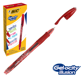 Scatola 12 penna sfera gel cancellabile gelocity illusion 0,7mm rosso bic