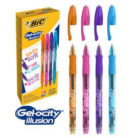 Scatola 12 penna sfera gel cancellabil gelocity illusion 0,7mm col. Ass.fun bic