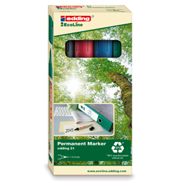 Set 4 marcatori permanenti 21 ecoline p.conica colori assortiti edding
